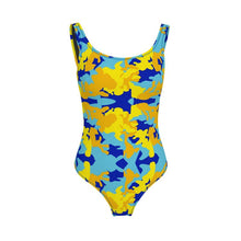 Cargar imagen en el visor de la galería, Yellow Blue Neon Camouflage Swimsuit by The Photo Access