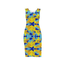 将图片加载到图库查看器,Yellow Blue Neon Camouflage Bodycon Dress by The Photo Access