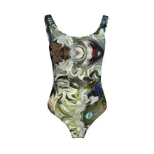 Load image into Gallery viewer, Abstract Fluid Lines of Movement Muted Tones High Fashion Custom Swimsuit by The Photo Access
