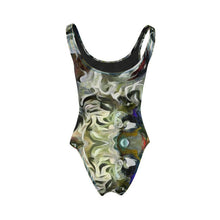 Load image into Gallery viewer, Abstract Fluid Lines of Movement Muted Tones High Fashion Custom Swimsuit by The Photo Access