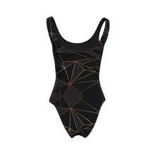 Lade das Bild in den Galerie-Viewer, Abstract Black Polygon with Gold Line Swimsuit by The Photo Access