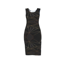 将图片加载到图库查看器,Abstract Black Polygon with Gold Line Bodycon Dress by The Photo Access