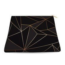 将图片加载到图库查看器,Abstract Black Polygon with Gold Line Clutch Purse by The Photo Access