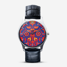 Load image into Gallery viewer, Wallpaper Damask Floral Classic Fashion Unisex Print Silver Quartz Watch Dial by The Photo Access