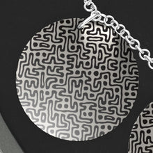 将图片加载到图库查看器,Hand Drawn Labyrinth Triple Silver Disk Pendant Necklaces by The Photo Access