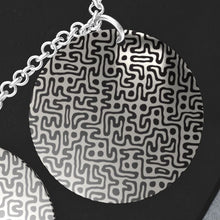 将图片加载到图库查看器,Hand Drawn Labyrinth Triple Silver Disk Pendant Necklaces by The Photo Access