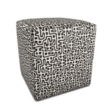 Load image into Gallery viewer, Hand Drawn Labyrinth Square Pouffe by The Photo Access