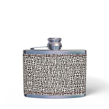 Lade das Bild in den Galerie-Viewer, Hand Drawn Labyrinth Leather Wrapped Hip Flask by The Photo Access