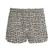 将图片加载到图库查看器,Hand Drawn Labyrinth Ladies Silk Pajama Shorts by The Photo Access