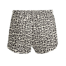 将图片加载到图库查看器,Hand Drawn Labyrinth Ladies Silk Pajama Shorts by The Photo Access