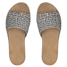 Load image into Gallery viewer, Hand Drawn Labyrinth Womens Leather Sliders by The Photo Access