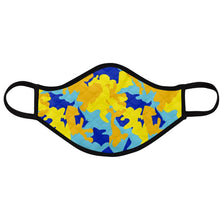 Load image into Gallery viewer, Yellow Blue Neon Camouflage Face Masks by The Photo Access