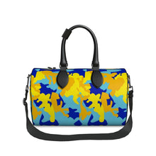 Load image into Gallery viewer, Yellow Blue Neon Camouflage Duffle Bag by The Photo Access
