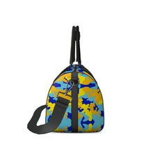 Load image into Gallery viewer, Yellow Blue Neon Camouflage Duffle Bag by The Photo Access