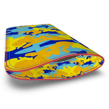 Load image into Gallery viewer, Yellow Blue Neon Camouflage Leather Glasses Case by The Photo Access