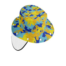 Load image into Gallery viewer, Yellow Blue Neon Camouflage Bucket Hat with Visor by The Photo Access
