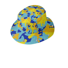 Load image into Gallery viewer, Yellow Blue Neon Camouflage Bucket Hat with Visor by The Photo Access