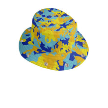 Load image into Gallery viewer, Yellow Blue Neon Camouflage Bucket Hat with Visor by The Photo Access
