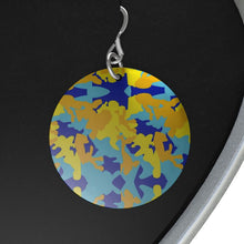 将图片加载到图库查看器,Yellow Blue Neon Camouflage Sterling Silver Earrings by The Photo Access
