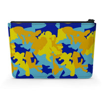 将图片加载到图库查看器,Yellow Blue Neon Camouflage Leather Pouch by The Photo Access