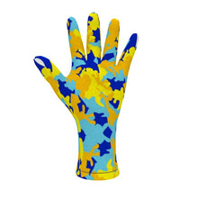 将图片加载到图库查看器,Yellow Blue Neon Camouflage Fleece Gloves by The Photo Access