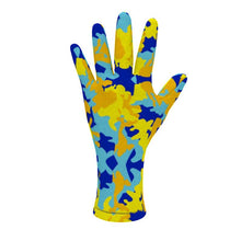 将图片加载到图库查看器,Yellow Blue Neon Camouflage Fleece Gloves by The Photo Access