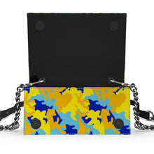 Load image into Gallery viewer, Yellow Blue Neon Camouflage Oana Evening Bag by The Photo Access