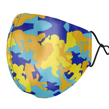 将图片加载到图库查看器,Yellow Blue Neon Camouflage Silk Face Masks by The Photo Access