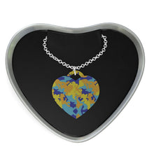 将图片加载到图库查看器,Yellow Blue Neon Camouflage Sterling Silver Heart Pendant by The Photo Access
