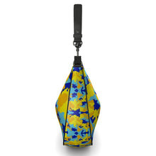 Load image into Gallery viewer, Yellow Blue Neon Camouflage Curve Hobo Bag by The Photo Access