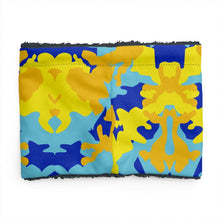 将图片加载到图库查看器,Yellow Blue Neon Camouflage Sherpa Snood by The Photo Access