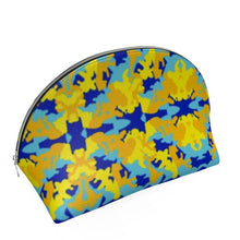 Load image into Gallery viewer, Yellow Blue Neon Camouflage Shell Coin Purse by The Photo Access