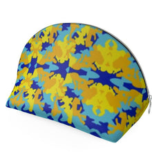 Load image into Gallery viewer, Yellow Blue Neon Camouflage Shell Coin Purse by The Photo Access