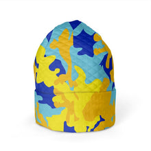 गैलरी व्यूवर में इमेज लोड करें, Yellow Blue Neon Camouflage Beanie by The Photo Access
