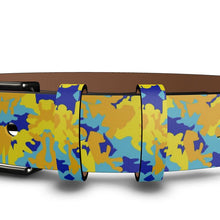Load image into Gallery viewer, Yellow Blue Neon Camouflage Leather Belt by The Photo Access