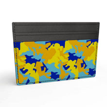 Cargar imagen en el visor de la galería, Yellow Blue Neon Camouflage Leather Card Holder by The Photo Access