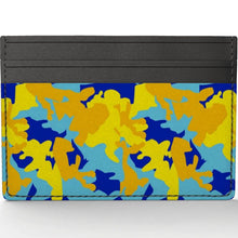 Cargar imagen en el visor de la galería, Yellow Blue Neon Camouflage Leather Card Holder by The Photo Access