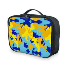 Load image into Gallery viewer, Yellow Blue Neon Camouflage Lunch Bags by The Photo Access