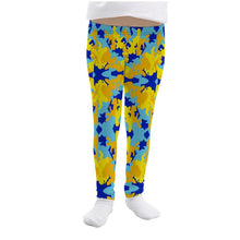 Load image into Gallery viewer, Yellow Blue Neon Camouflage Girls Leggings by The Photo Access
