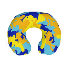 Cargar imagen en el visor de la galería, Yellow Blue Neon Camouflage Travel Neck Pillow by The Photo Access
