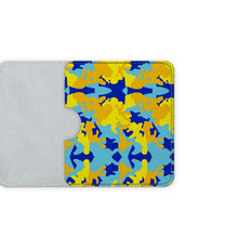 Lade das Bild in den Galerie-Viewer, Yellow Blue Neon Camouflage Leather Card Case by The Photo Access