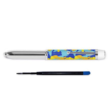 Cargar imagen en el visor de la galería, Yellow Blue Neon Camouflage Pen with Flashlight by The Photo Access