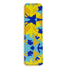 Load image into Gallery viewer, Yellow Blue Neon Camouflage Leather Bookmarks by The Photo Access