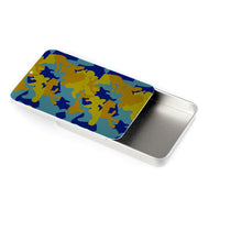 将图片加载到图库查看器,Yellow Blue Neon Camouflage Business Card Tin by The Photo Access