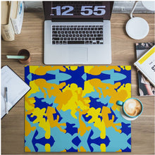 Load image into Gallery viewer, Yellow Blue Neon Camouflage Desk Pad by The Photo Access