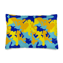 将图片加载到图库查看器,Yellow Blue Neon Camouflage Silk Pillow Case by The Photo Access