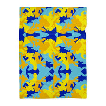 Load image into Gallery viewer, Yellow Blue Neon Camouflage Blanket by The Photo Access