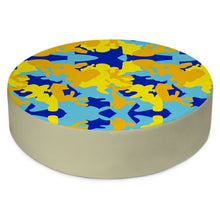 将图片加载到图库查看器,Yellow Blue Neon Camouflage Round Floor Cushions by The Photo Access