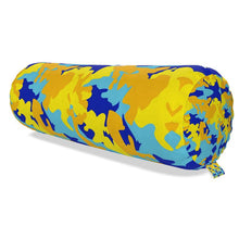 Load image into Gallery viewer, Yellow Blue Neon Camouflage Big Bolster Cushion by The Photo Access