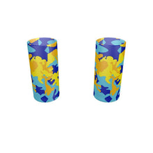 Cargar imagen en el visor de la galería, Yellow Blue Neon Camouflage Round Shot Glass (Set of 2) by The Photo Access